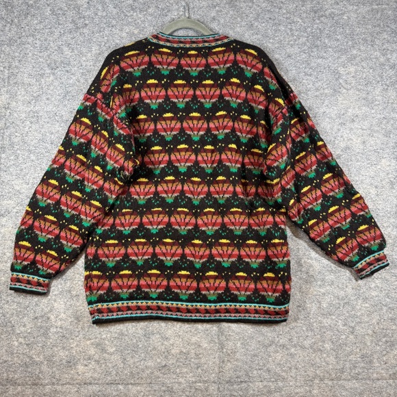 Vintage L.A.M. Alpaca Knit Cardigan Multicolor Size 44 Oversized Boho Relaxed - Picture 14 of 16